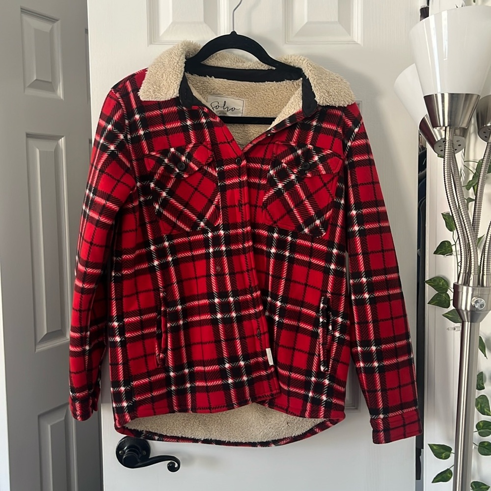 Soho Threads Plaid, Fur Lined, Button Down Jacket. - image 1